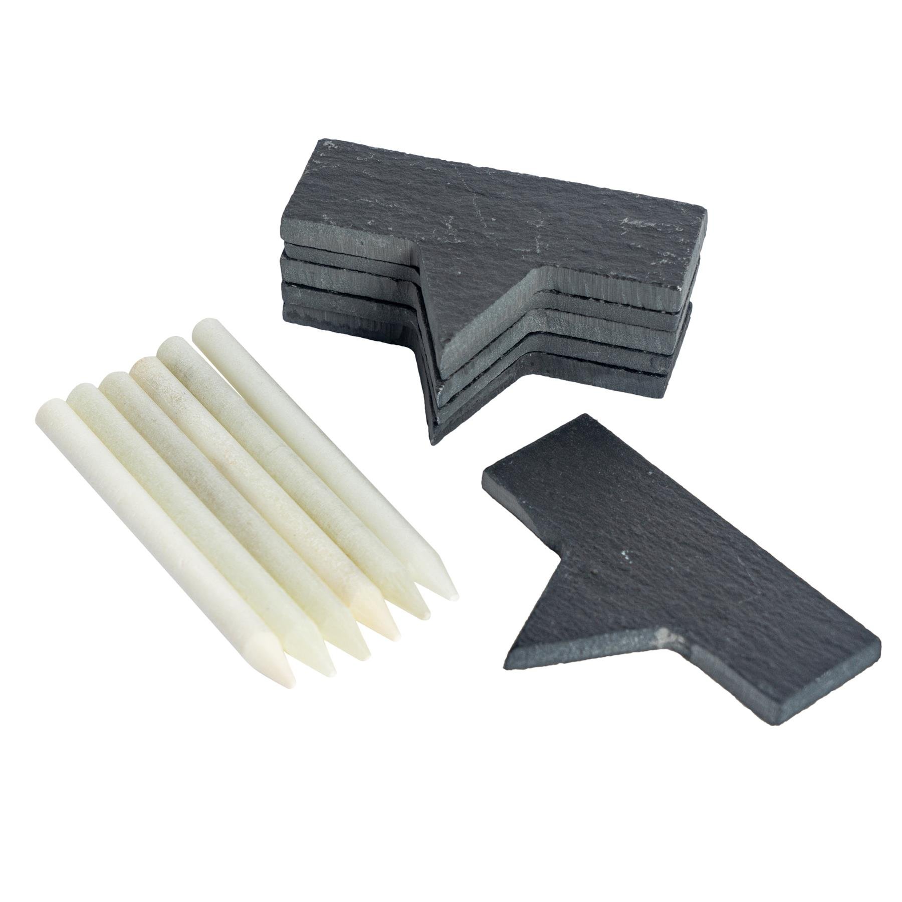 Argon Tableware Slate Cheese Markers with White Chalk Pencils