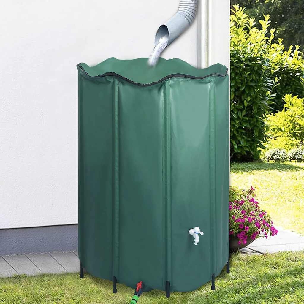 Walplus Collapsible Rain Water Container with Spigot 1250 - Green - 120 x 110 cm