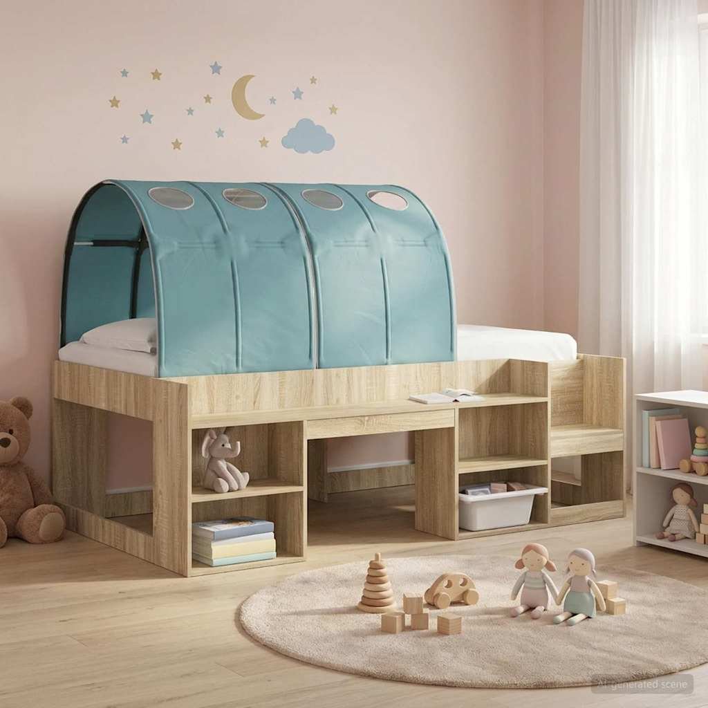 Walplus Pack of 2 Fabric Kids Bed Tunnel - Light Blue - 211 x 67.5 x 2 cm