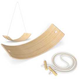 AIYAPLAY Wooden Kids Rope Felt Curvy Swing Seesaw Balance Board