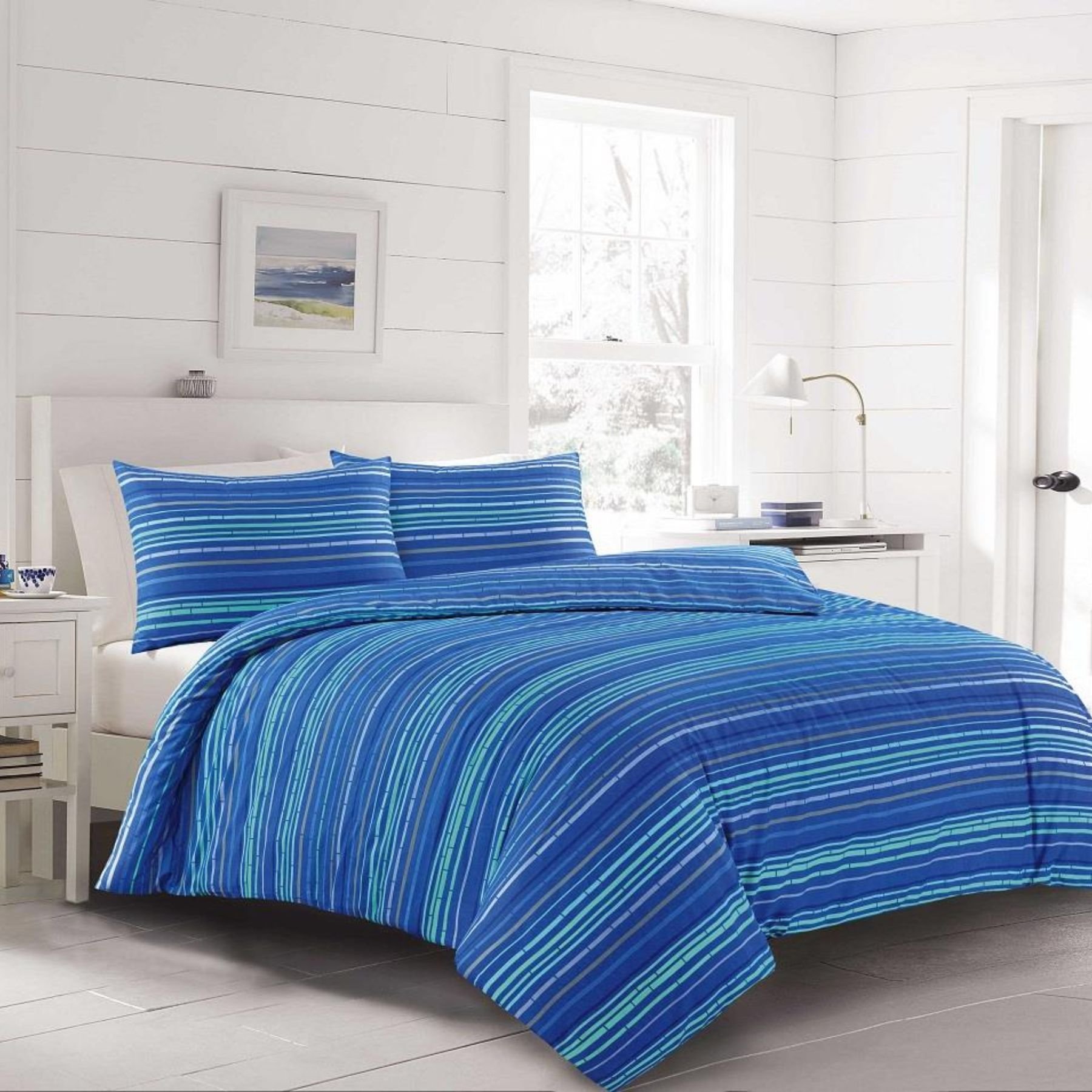 HomeSpace Direct Leon Blue Duvet Cover Set - Single