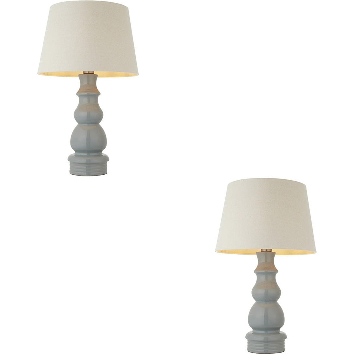 Loops Direct Pack of 2 Ceramic and Fabric Table Lamp - Blue Grey Glaze