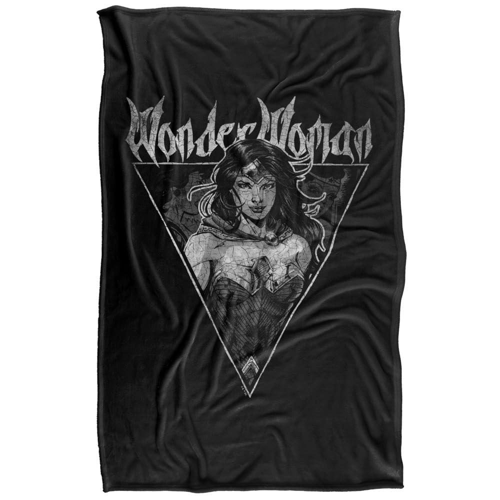 Wonder Woman Vintage Metal Black Blanket - 152cm x 127cm
