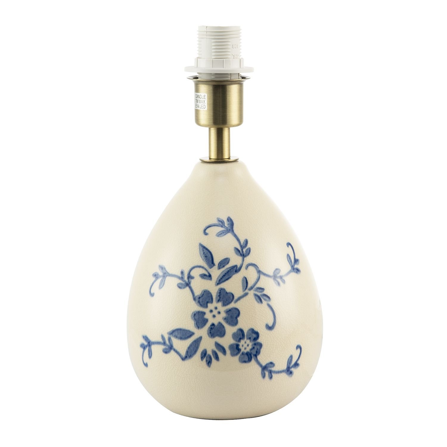 Happy Homewares Hand Painted Blue Floral Ceramic Base Table Lamp - 13cm