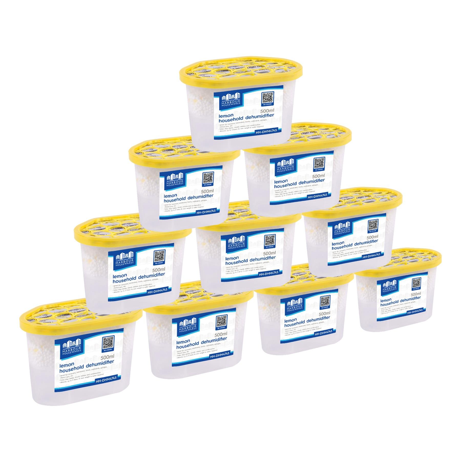 Harbour Housewares Interior Dehumidifiers - Lemon - Pack of 10 - 500ml
