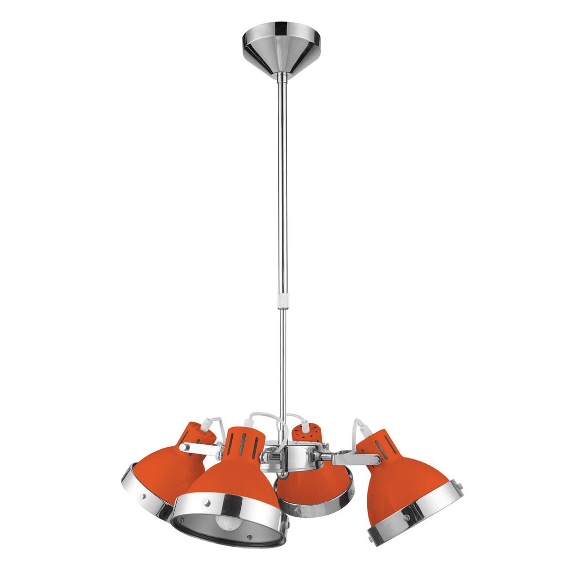 Orsina Jasper 4 Shade Pendant Light - Orange and Chrome