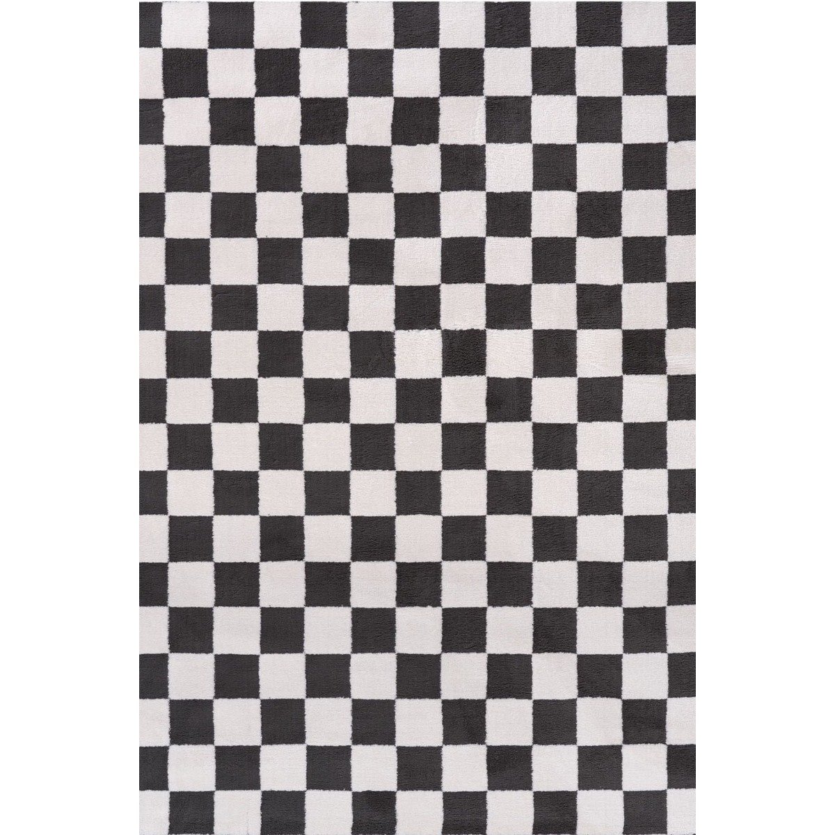 The Rugs Dark Grey Loft Checkered Rug - 80 x 150cm
