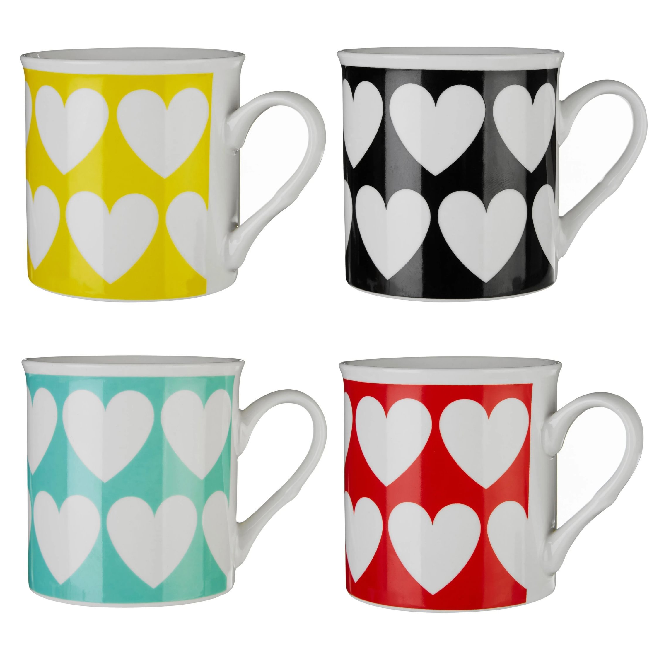 Orsina Heart Design Mug Set of 4 – Multicoloured