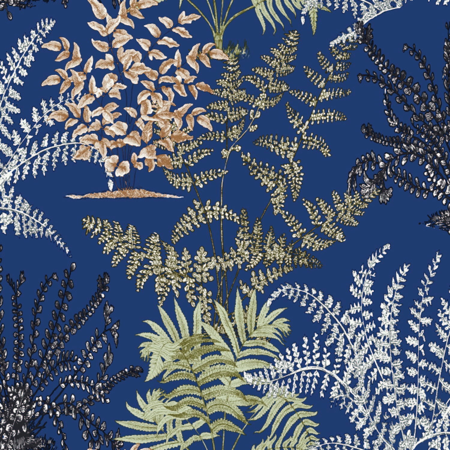 Grandeco Lima Delicate Fern Textured Wallpaper - Blue