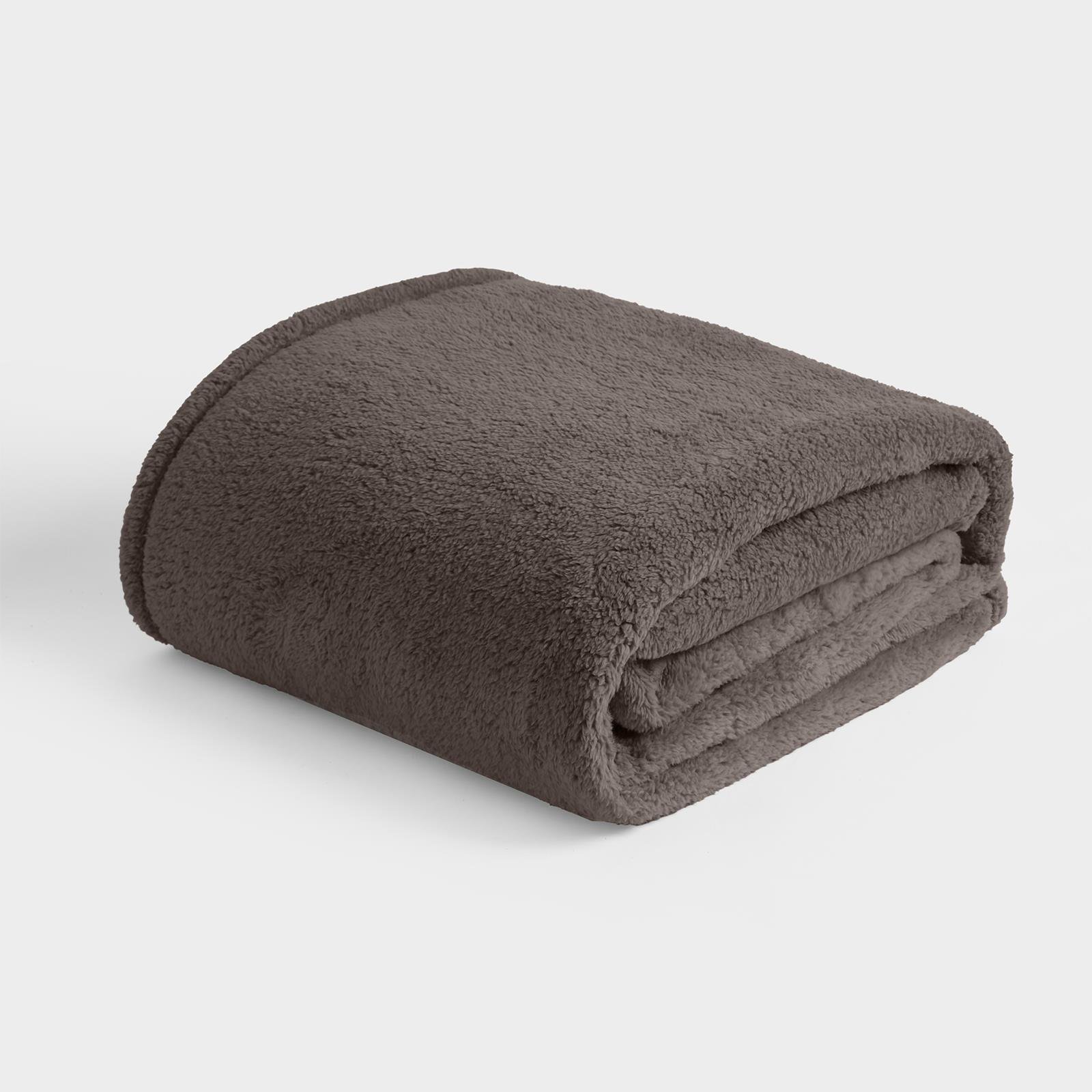 OHS Teddy Fleece Blanket Throw - 150 x 200cm - Dark Grey
