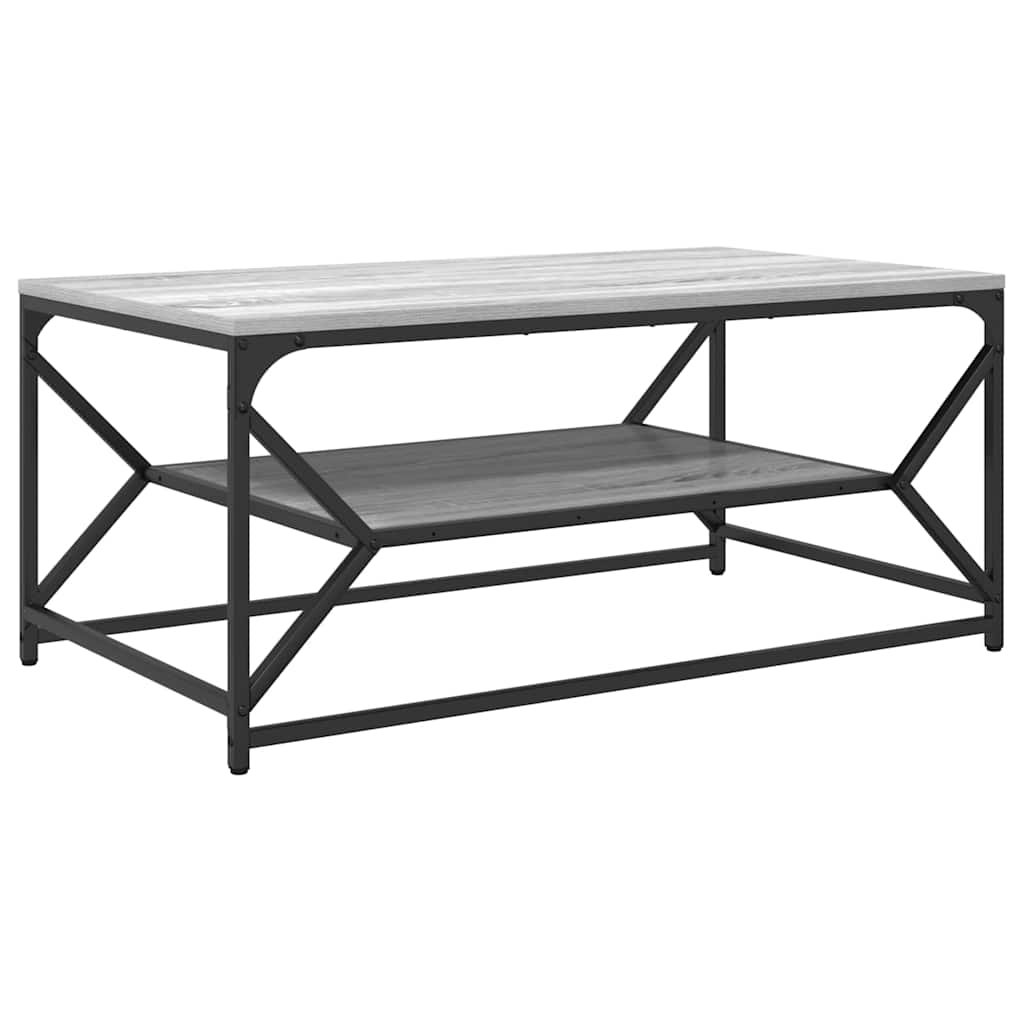Walplus Engineered Wood and Steel Coffee Table - Grey sonoma - 90 x 50 x 40 cm
