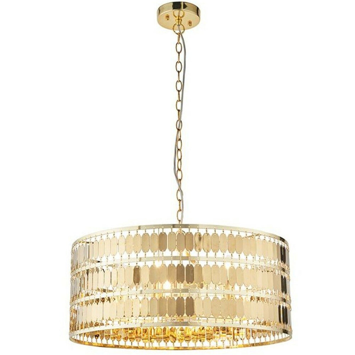 Loops Direct Steel and Stainless Steel Hanging Ceiling Pendant Light - Gold