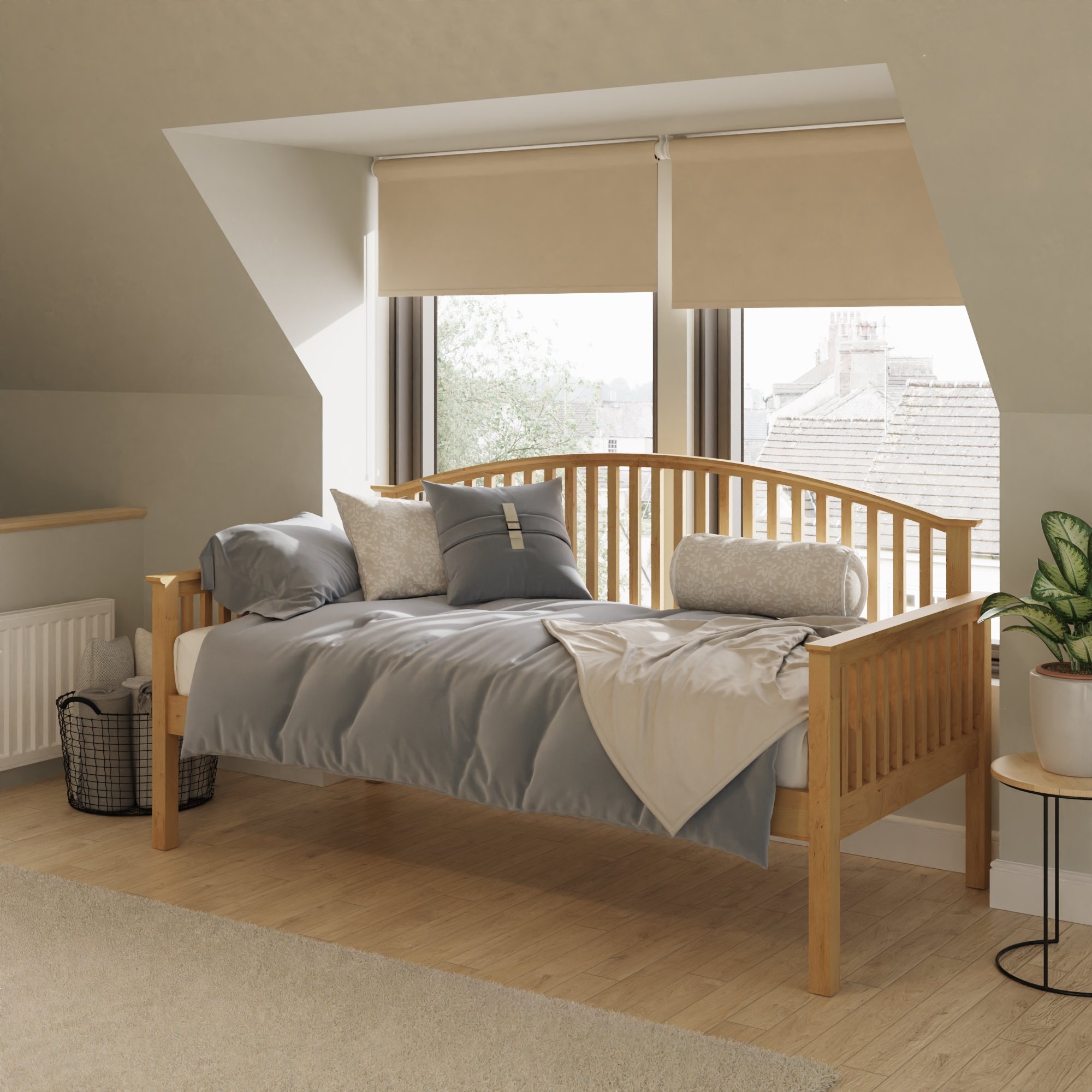 GFW Madrid Single Wooden Daybed - Oak