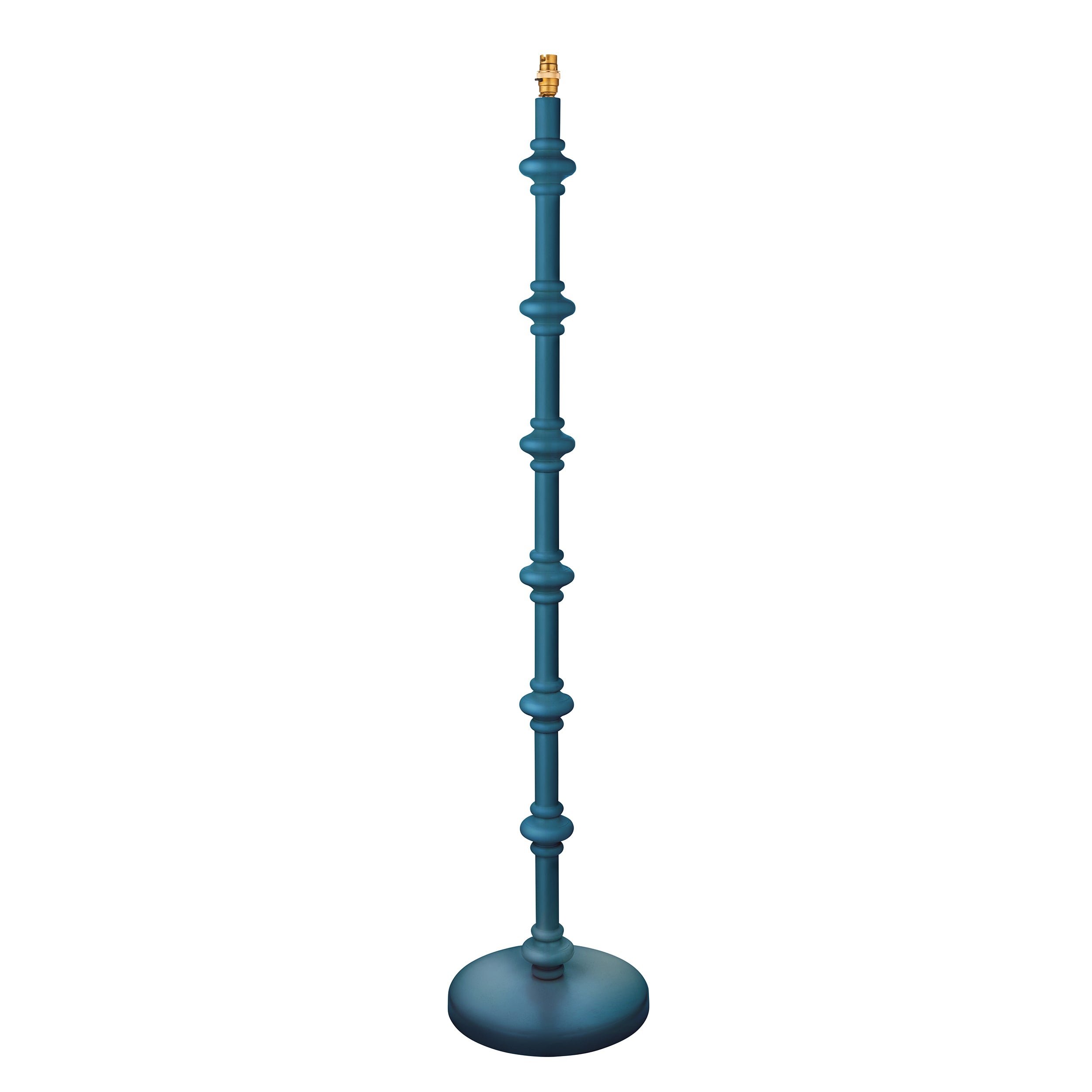 Loops Direct 30cm Wooden Turned Spindle Floor Lamp - Satin Marlin Blue