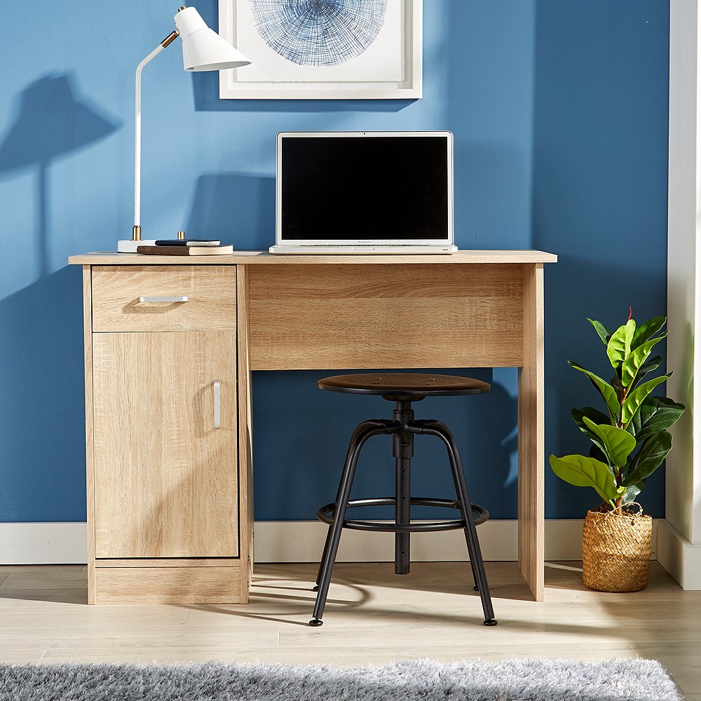 Home Source Tyler 1 Door 1 Drawer Computer Desk - Oak