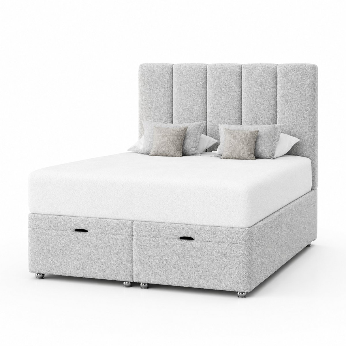 Comfy Deluxe Ella 5ft King Size End Lift Ottoman Bed Set - Silver