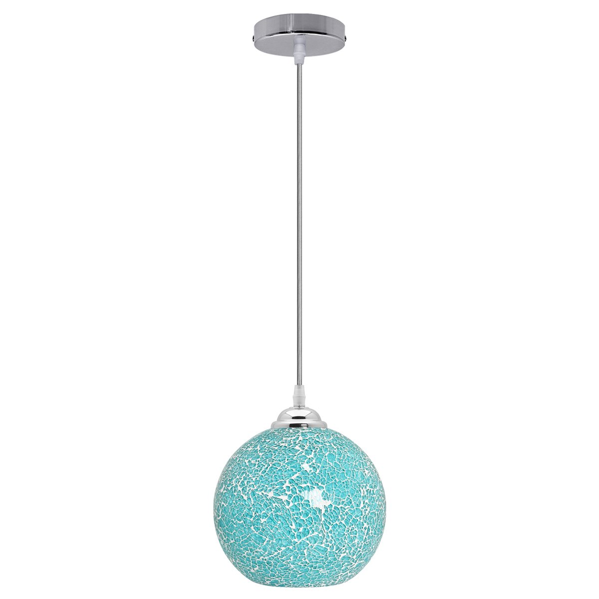 Energy Light Bulbs Globe Crackle Mosaic Glass Ceiling Pendant Light - Blue