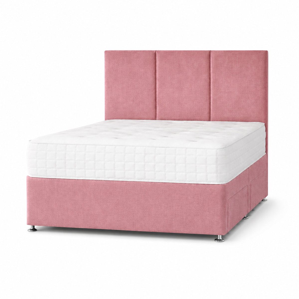 Comfy Deluxe 5ft King Size   Plush Velvet Divan Bed Set -  Pink