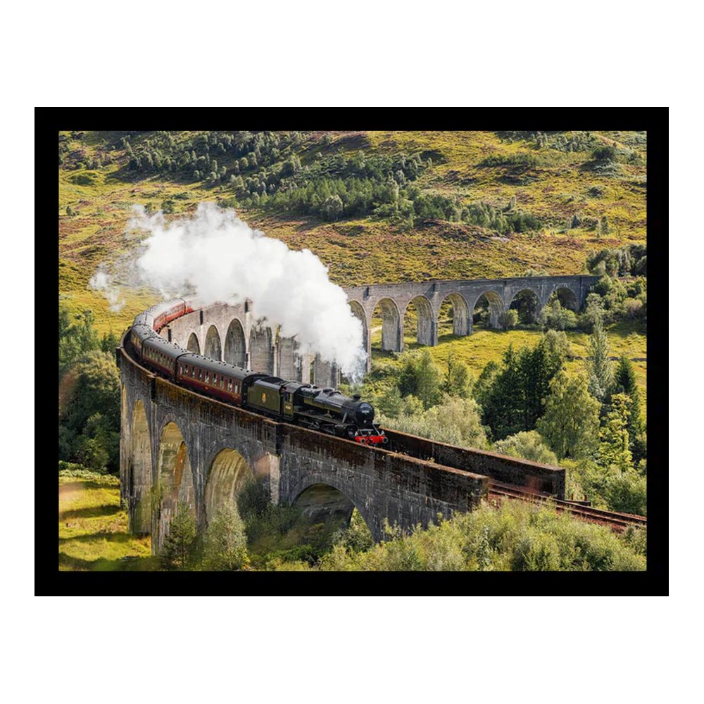 Pyramid International Steam Train On Glenfinnan Viaduct Wooden Plaque - Green