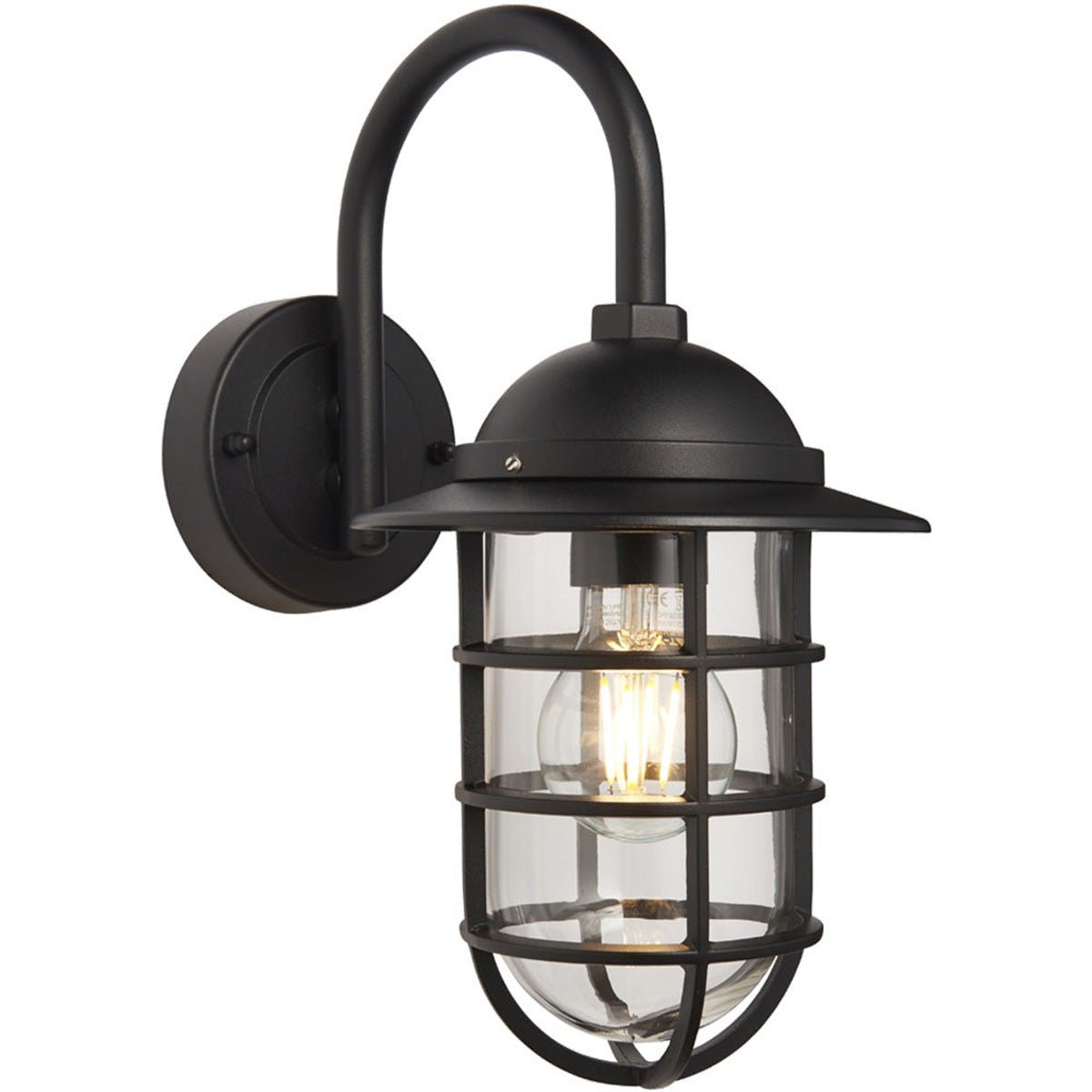 Loops Direct 34cm High Aluminium and Glass Wall Light - Textured Black