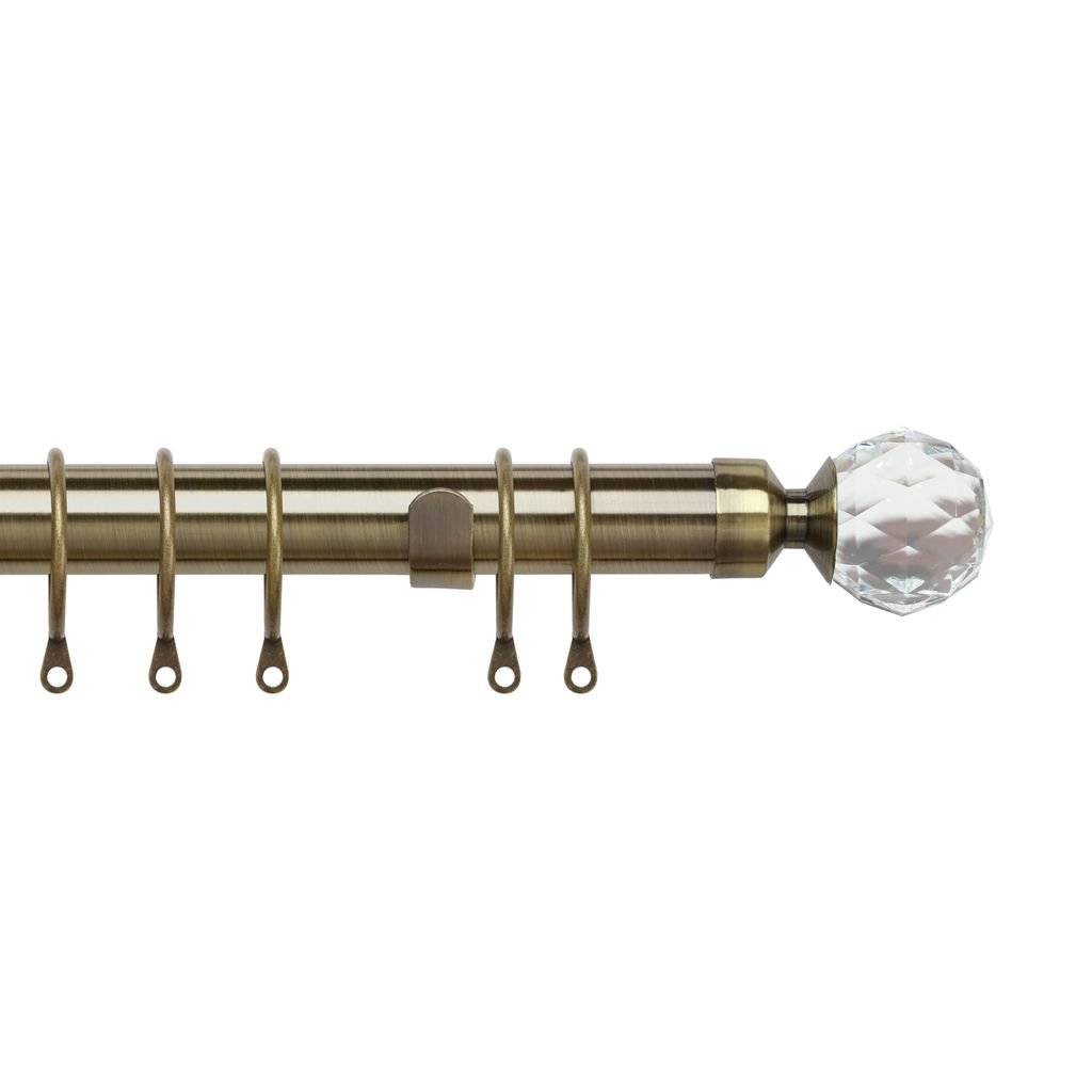 New Edge Blinds 25-28mm Brass Extendable Crystal Curtain Pole - 120cm - 210cm