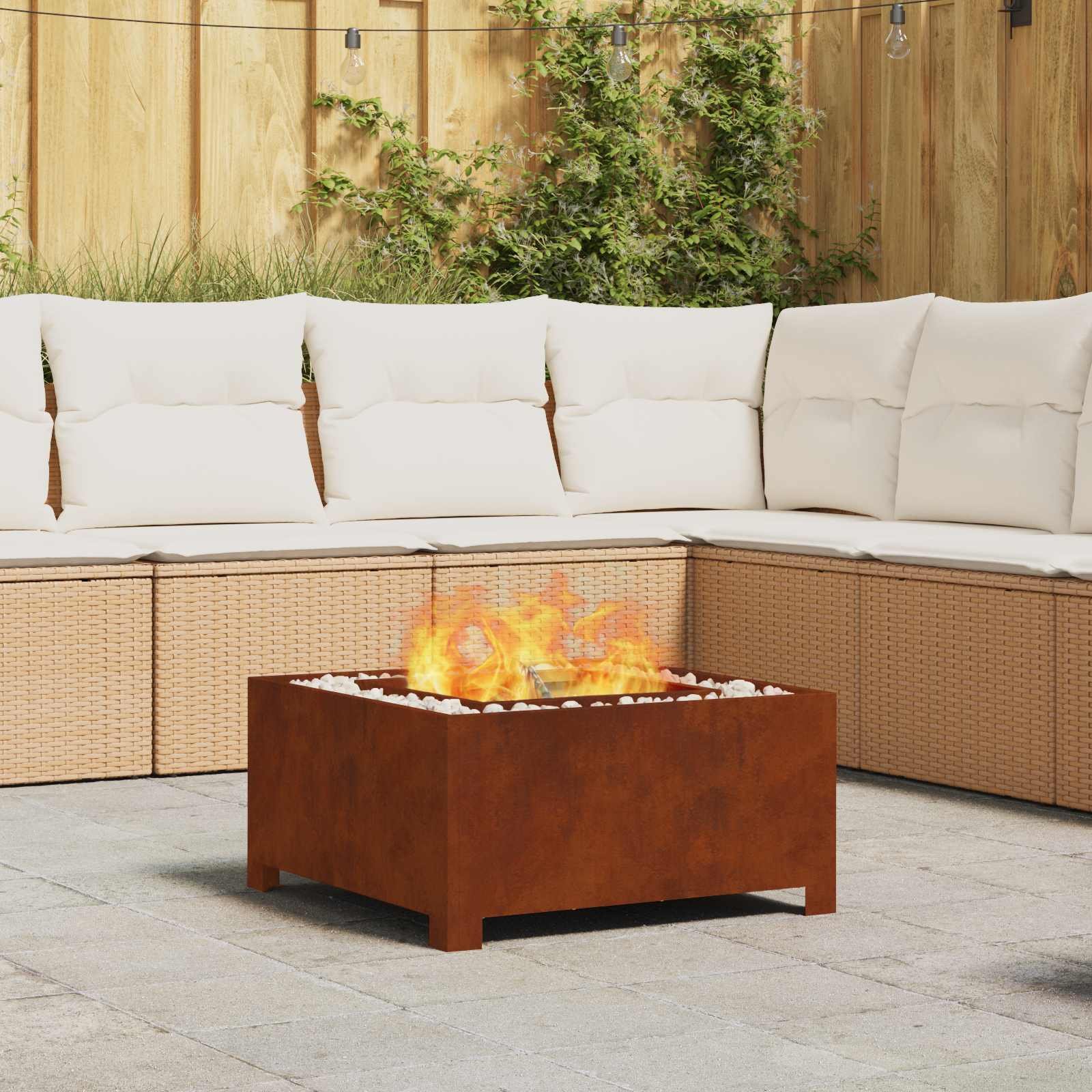 Walplus Steel Fire Pit Weathering - Brown - 60 x 60 x 30 cm