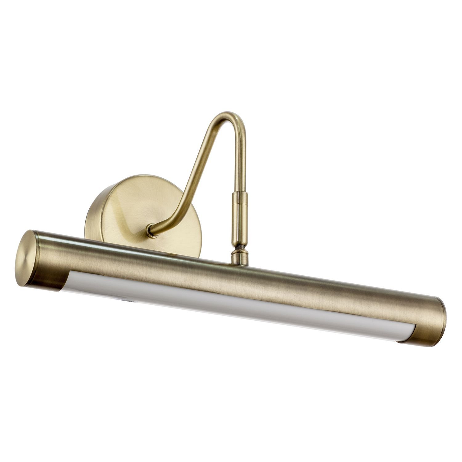 Happy Homewares Antique Brass Extended Arm Rechargeable Picture Light - 35cm