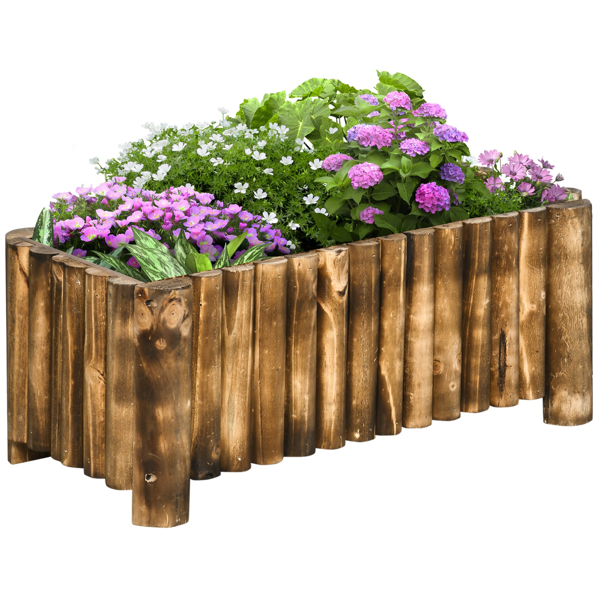 Outsunny Wooden Raised Garden Bed with Drainage Gaps - Natural Wood Color