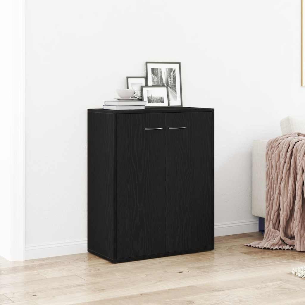 Walplus Engineered Wood Sideboard - Black Ash - 60 x 30 x 75 cm
