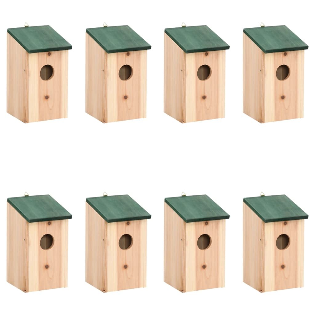Walplus Pack of 8 Wood Bird Houses - 12x12x22 cm