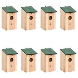 Walplus Pack of 8 Wood Bird Houses - 12x12x22 cm