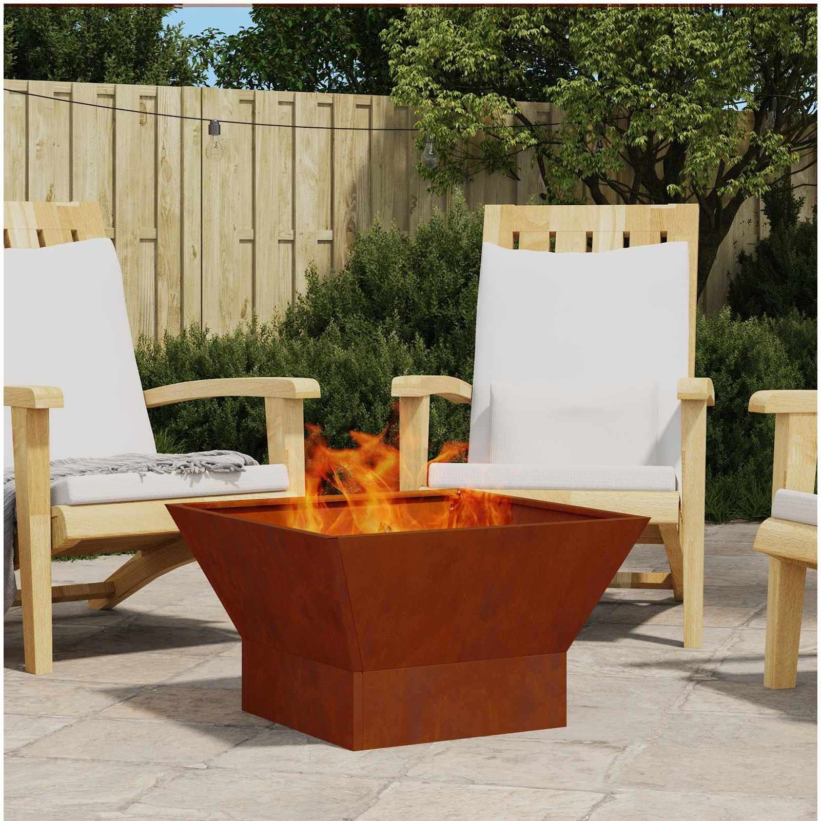 Walplus Steel Fire Pit Weathering - Brown - 60 x 60 x 35 cm