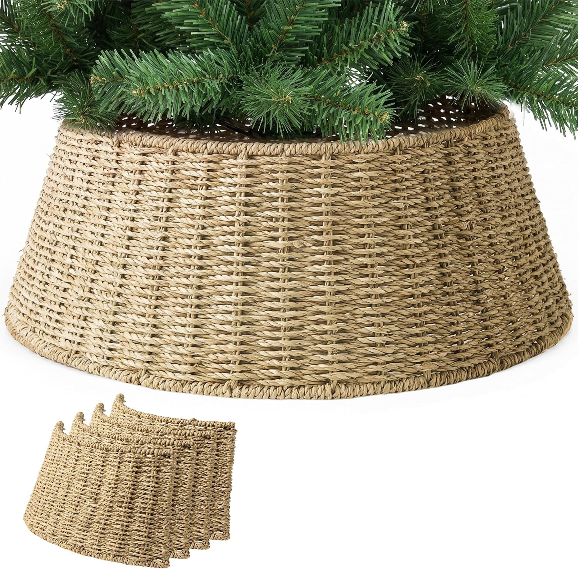 My Christmas Natural Rattan Woven Tree Skirt for Artificial Trees - Beige
