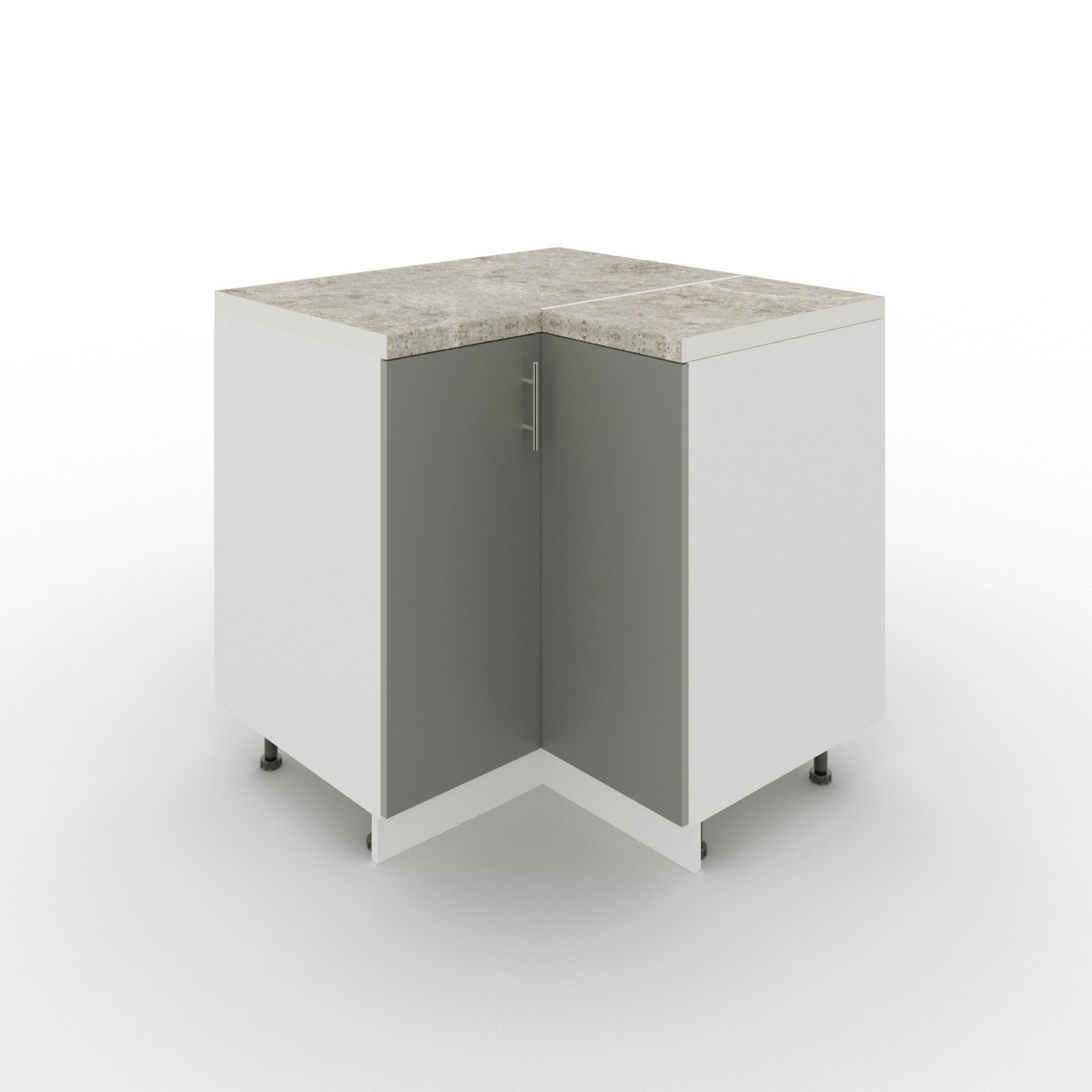 JD Greta 900mm Adjustable Base Corner Cabinet 2 Doors & Worktop - Grey Matt