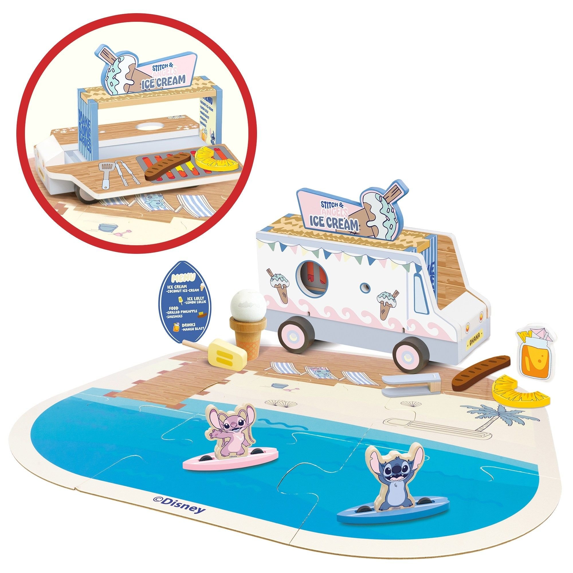 Disney Lilo And Stitch 2-in-1 Wooden Ice Cream Truck Playset - One Size