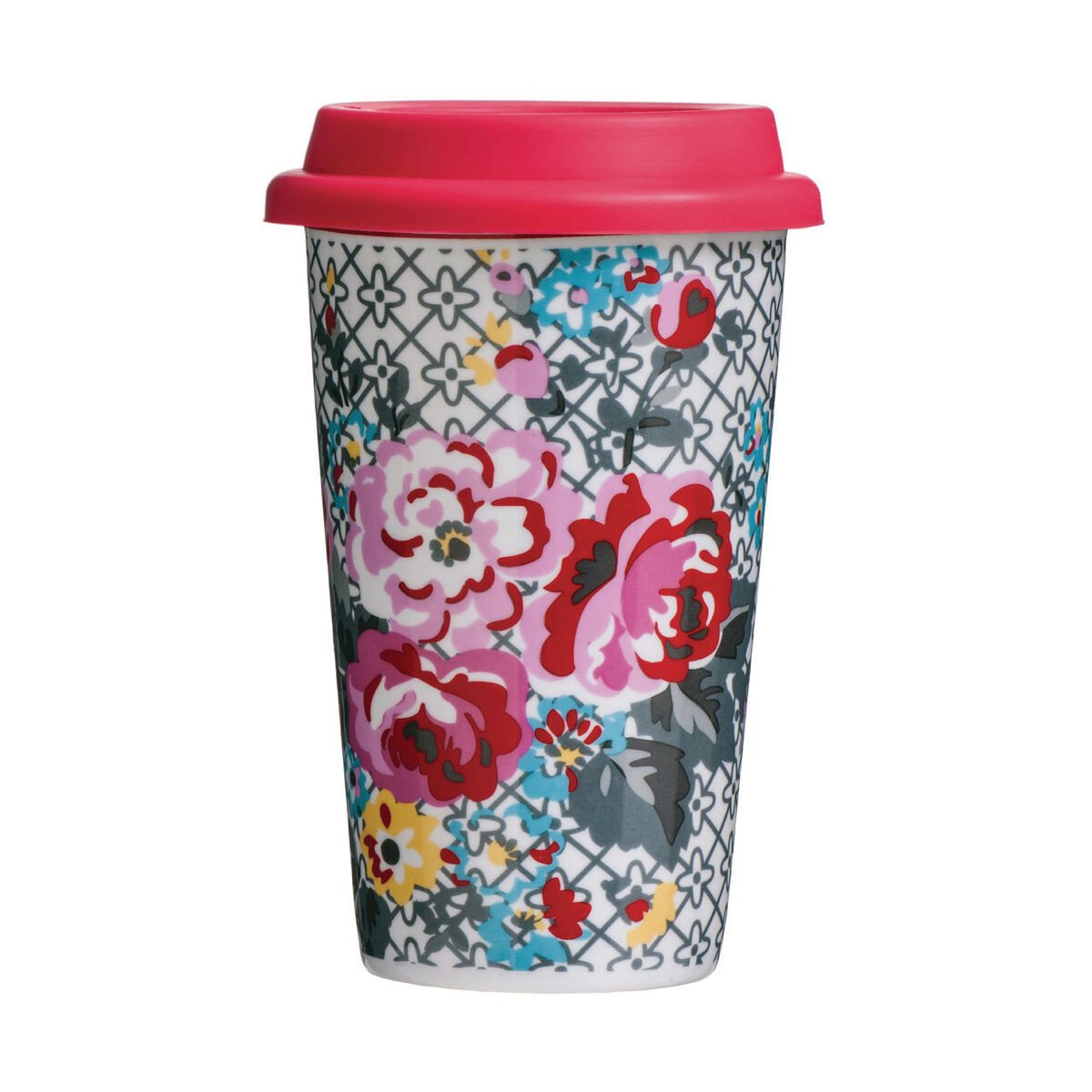 Orsina Taza Floral Ceramic Reusable Mug with Silicone Lid – Assorted