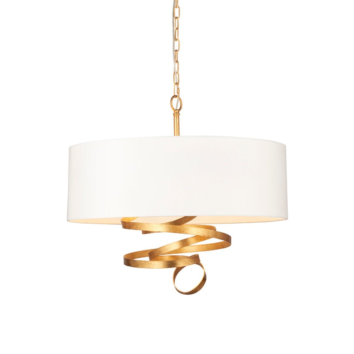 Loops Direct Steel and Fabric Pendant Light - Gold Leaf and Ivory