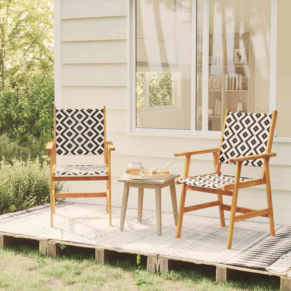 Walplus Pack of 2 Solid Acacia Wood Garden Chairs - Brown - 56 x 62 x 92 cm