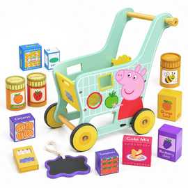 Peppa Pig Wooden Shopping Trolley And Play Food Set - Multicoloured