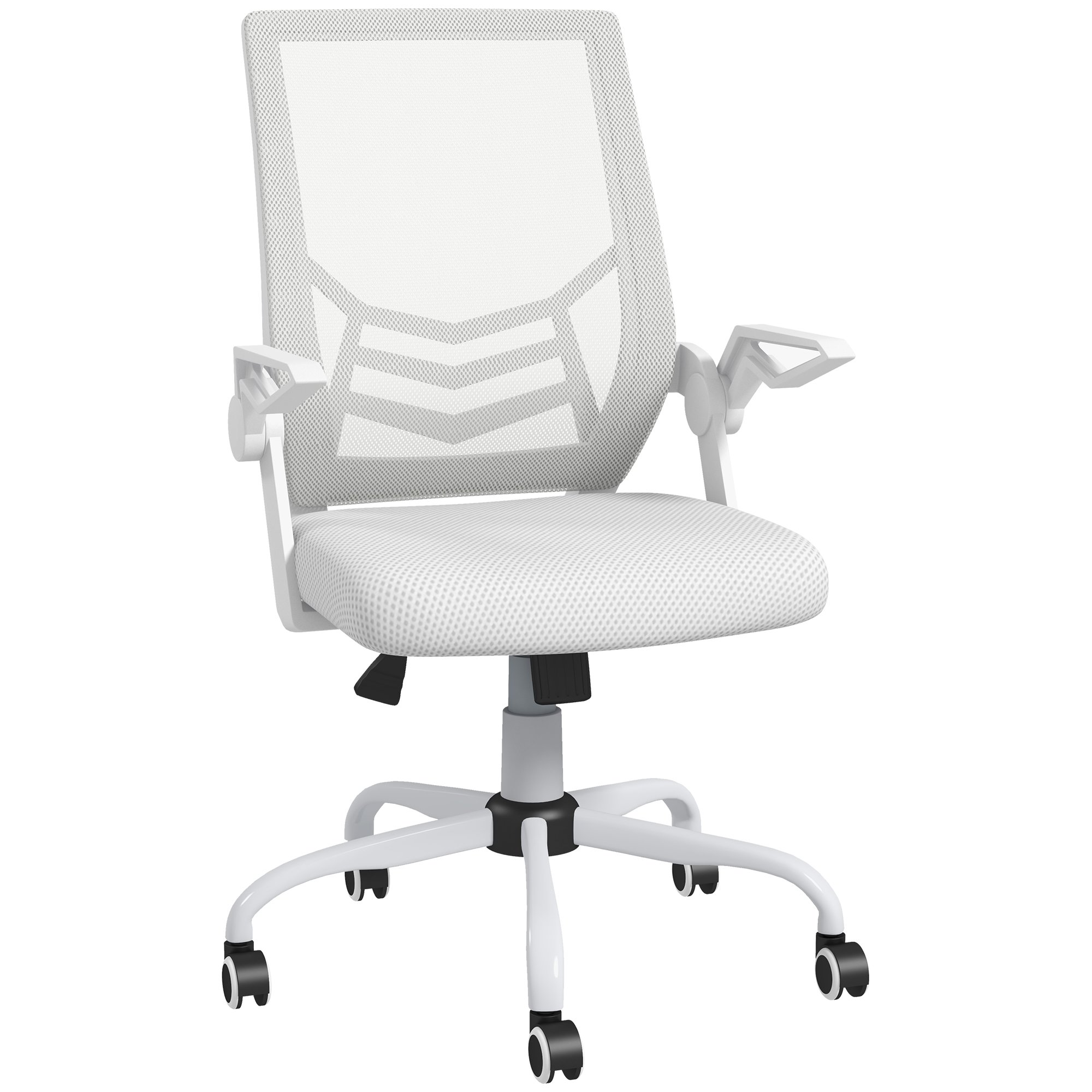 Vinsetto Flip up Armrest Mid Back Office Chair - White