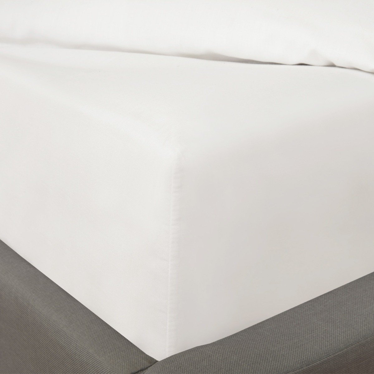 OHS Plain Dyed Cotton Deep Fitted Bed Sheet White - King
