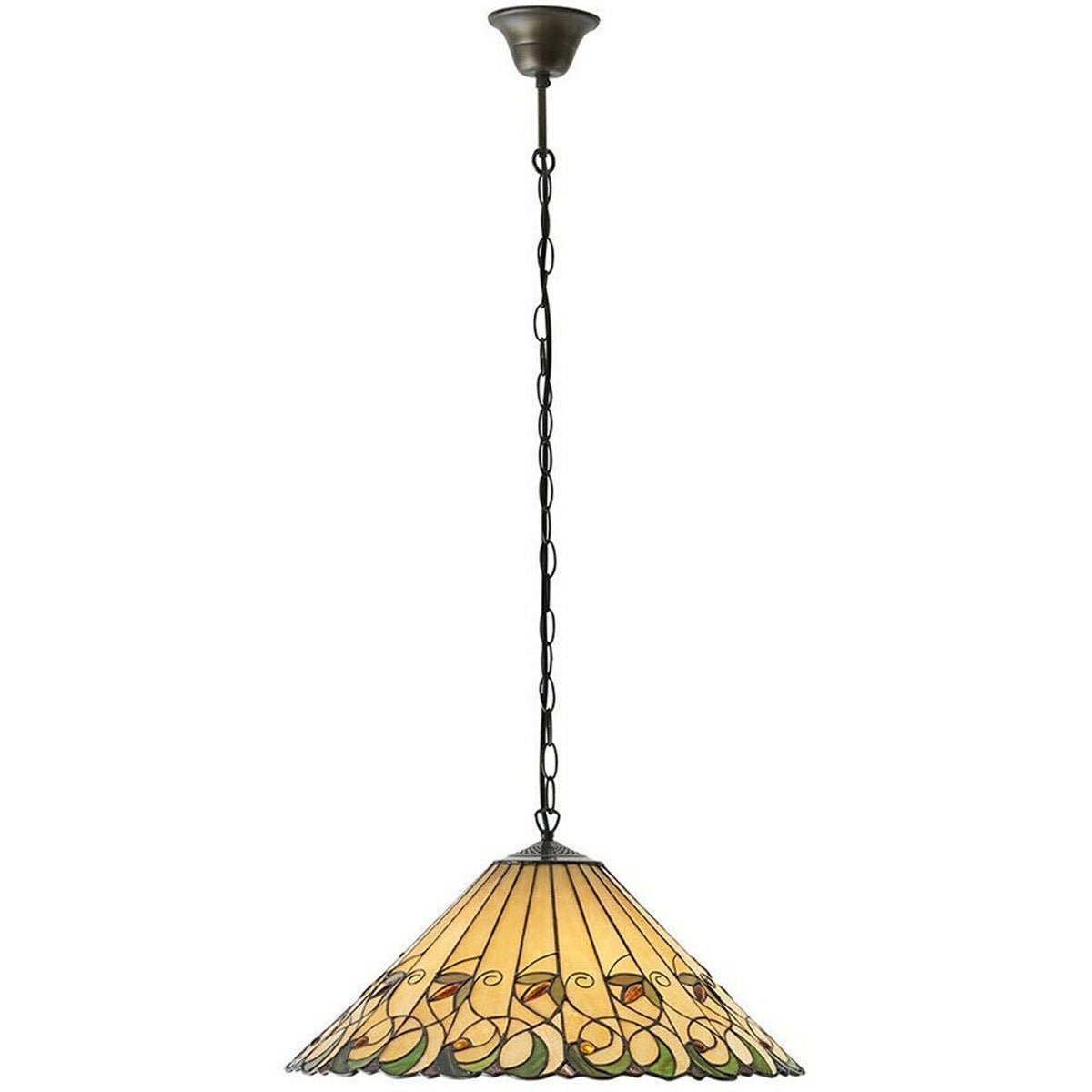Loops Direct Glass and Steel Hanging Ceiling Pendant Light - Bronze and Amber