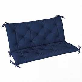 Outsunny Polyester Back and Tie Bench Cushion – Dark Blue
