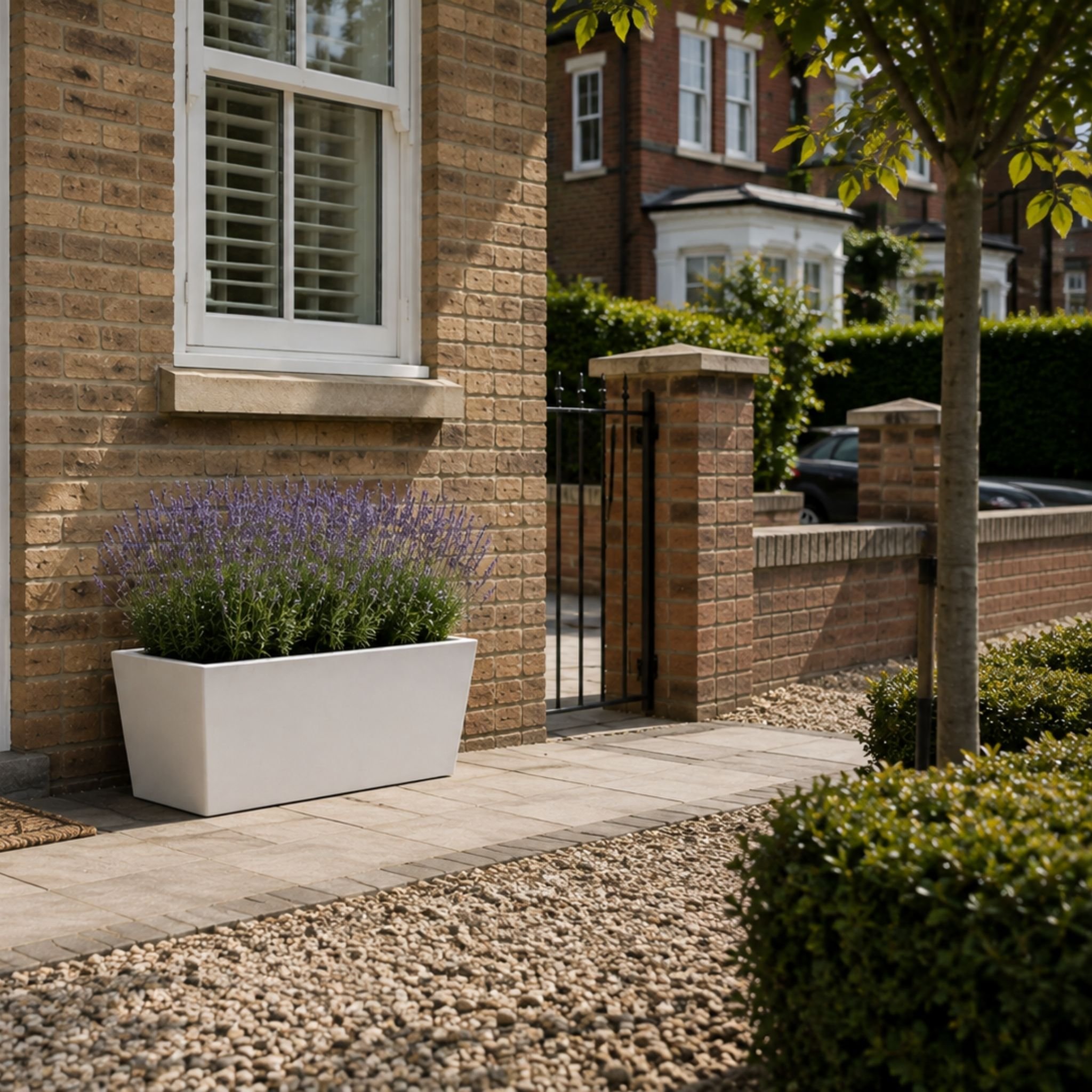 Fargro Home and Garden 68L Polystone Wide Trough Planter - Stone White