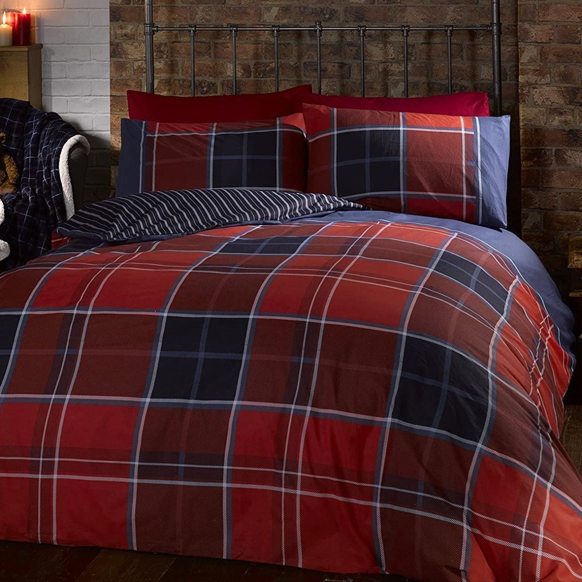 Rapport Argyle Red Duvet Cover Set - Single