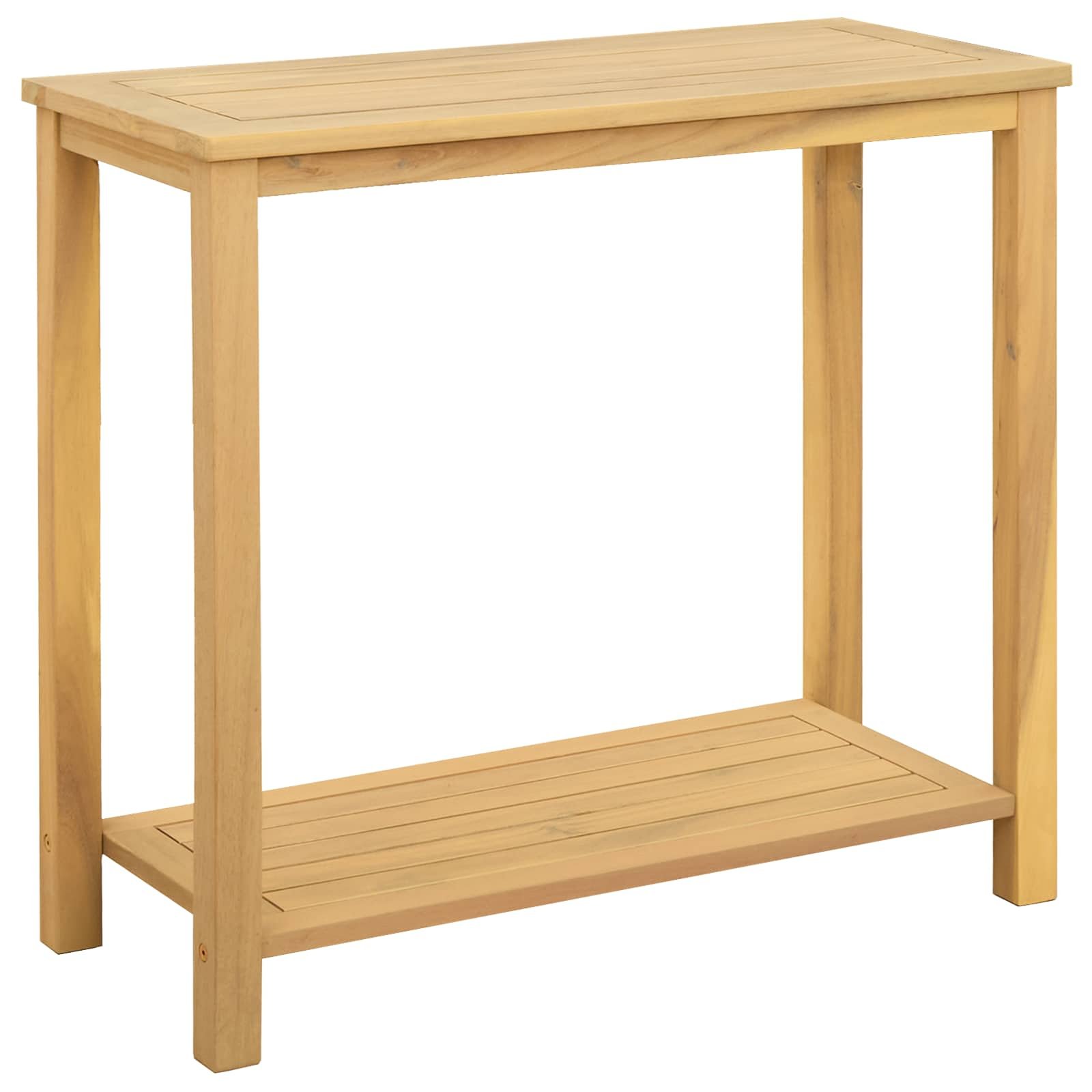 Walplus Rectangular Solid Wood Console Table - Light Wood - 80 x 35 x 75 cm