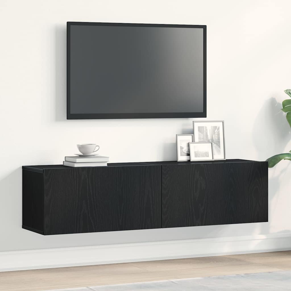 Walplus Engineered Wood TV Cabinet - Dark Oak - 120 x 30 x 30.5 cm