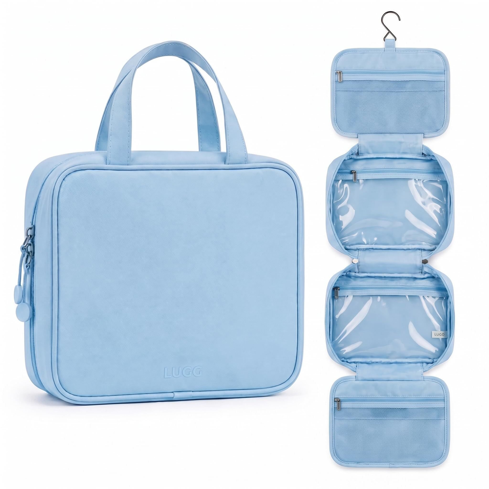 Lugg Multi-Compartment Hanging Travel Toiletry Bag - Slate Blue