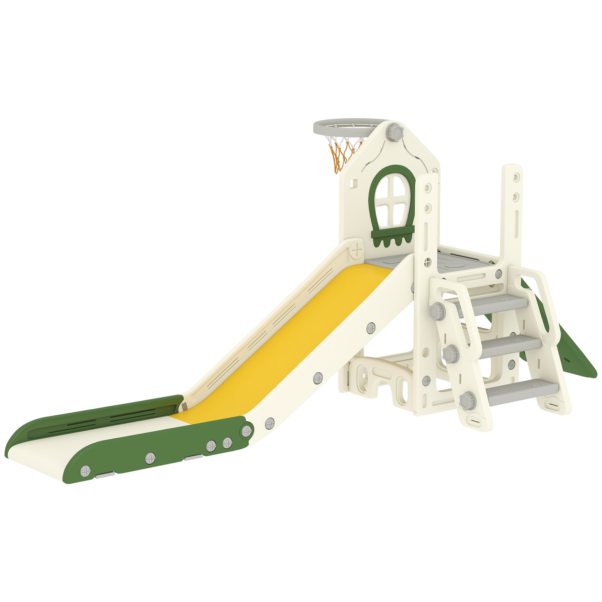 AIYAPLAY 5 in 1 Age 1 to 3 Years Foldable HDPE Toddler Slide – Cream White