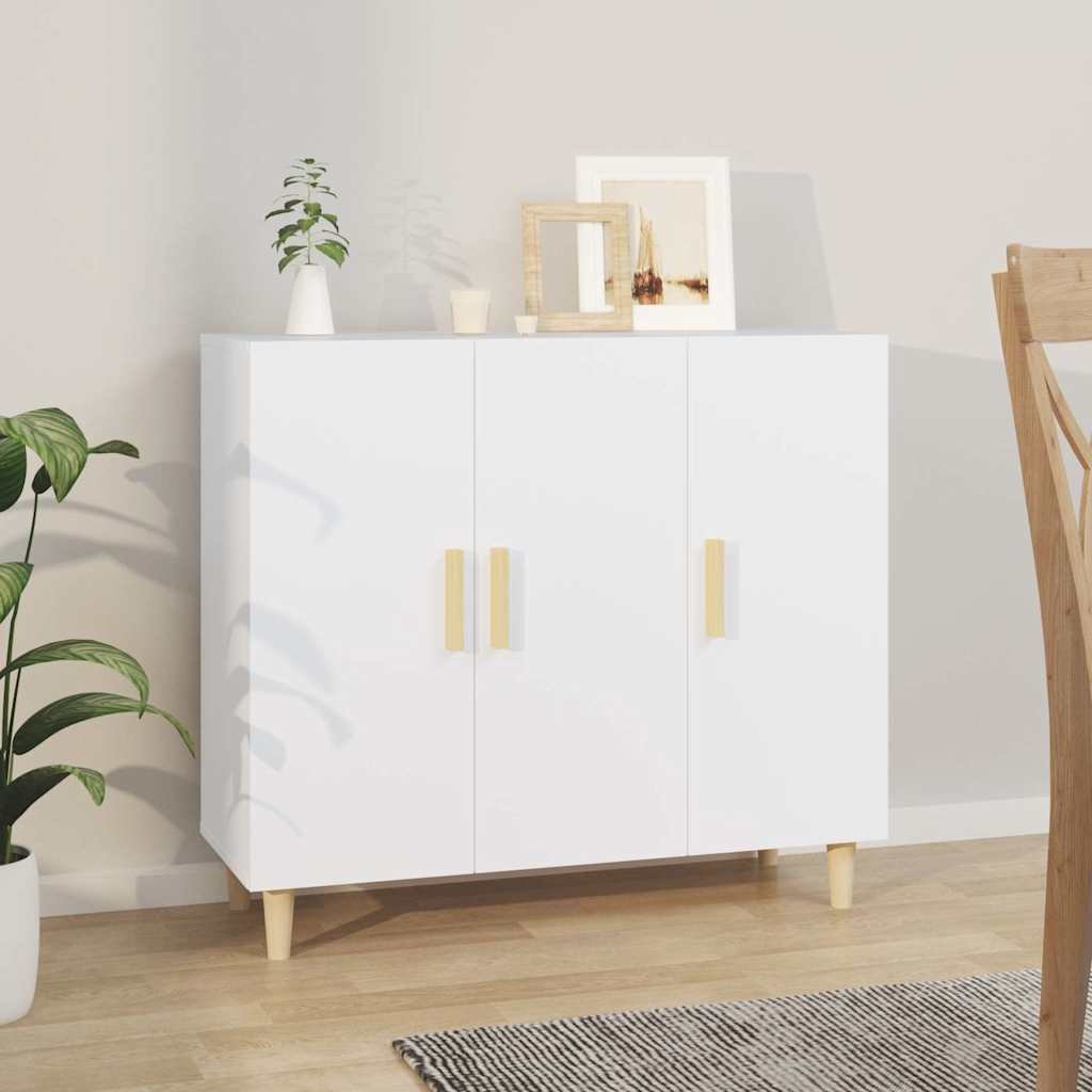 Walplus Engineered Wood 3 Doors Sideboard - White - 90 x 34 x 80 cm